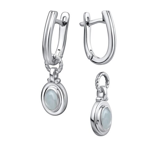 Серьги с аквамарином из серебра 925 пробы