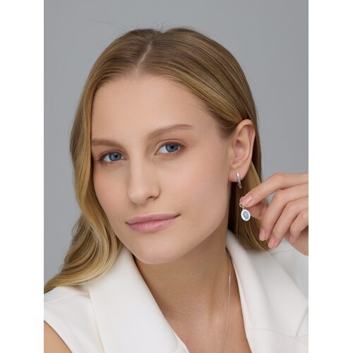 Серьги с аквамарином из серебра 925 пробы