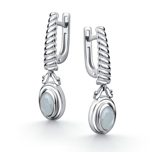 Серьги с аквамарином из серебра 925 пробы
