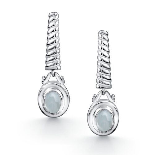 Серьги с аквамарином из серебра 925 пробы