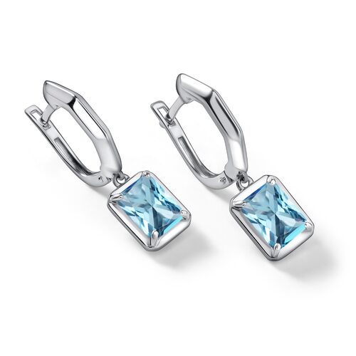 Серьги с аквамарином из серебра 925 пробы