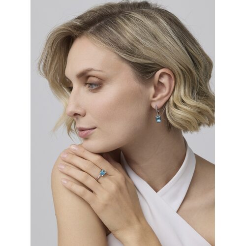 Серьги с аквамарином из серебра 925 пробы