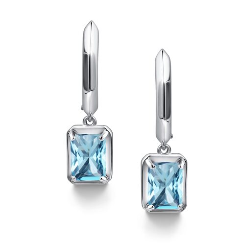 Серьги с аквамарином из серебра 925 пробы