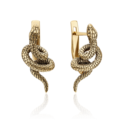 Серьги "Змея" из желтого золота 585 пробы