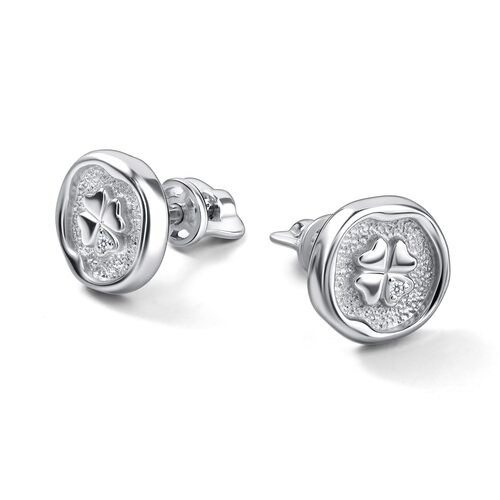 Серьги "Клевера" с бриллиантами из серебра 925 пробы