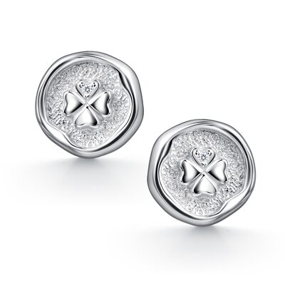 Серьги "Клевера" с бриллиантами из серебра 925 пробы