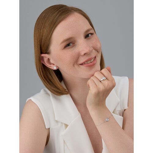 Серьги "Клевера" с бриллиантами из серебра 925 пробы