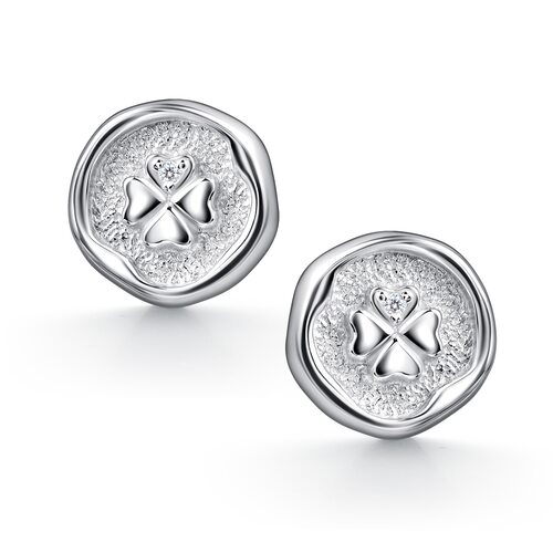 Серьги "Клевера" с бриллиантами из серебра 925 пробы