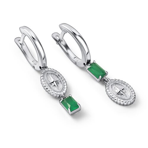 Серьги с агатом из серебра 925 пробы