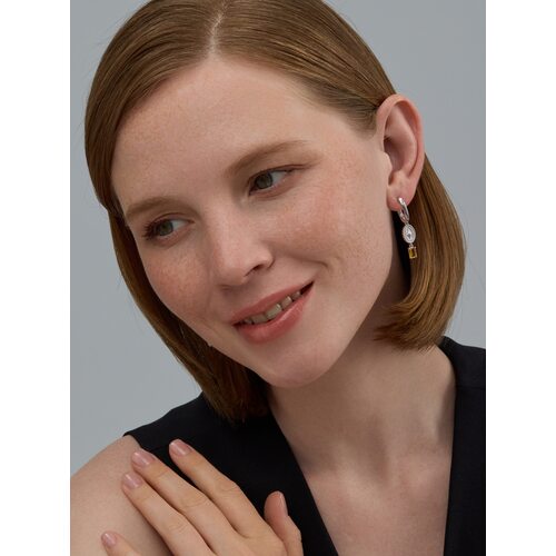 Серьги "Звезды" с цитрином из серебра 925 пробы