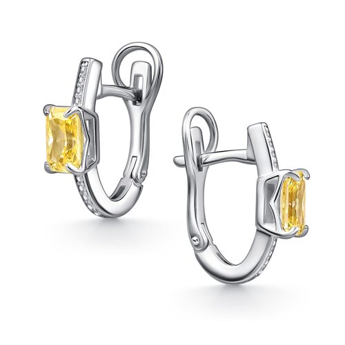 Серьги с бриллианитами и фианитами из серебра 925 пробы