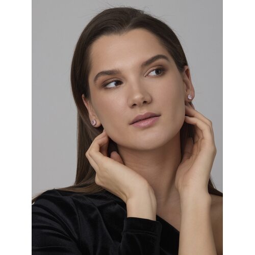 Серьги с бриллианитами из серебра 925 пробы