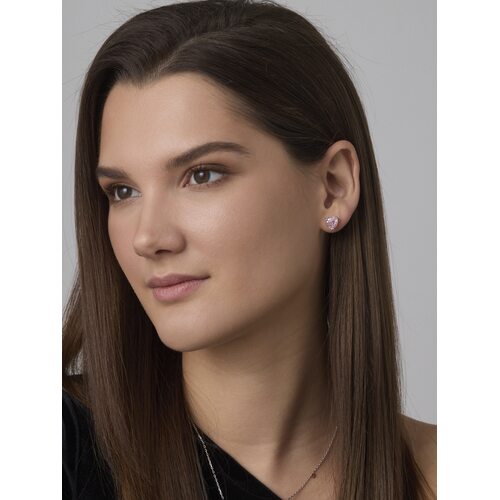 Серьги "Сердца" с бриллианитами из серебра 925 пробы