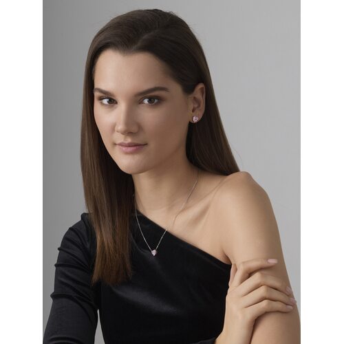 Серьги "Сердца" с бриллианитами из серебра 925 пробы