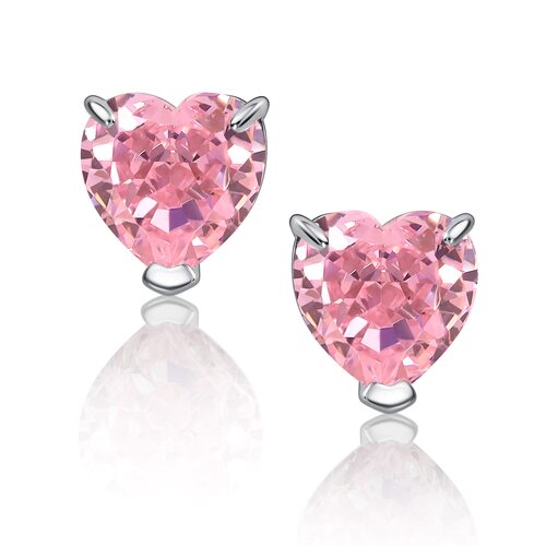 Серьги "Сердца" с бриллианитами из серебра 925 пробы
