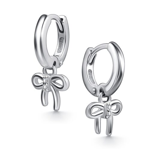 Серьги "Бантики" с фианитами из серебра 925 пробы