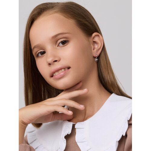 Серьги "Бантики" с фианитами из серебра 925 пробы