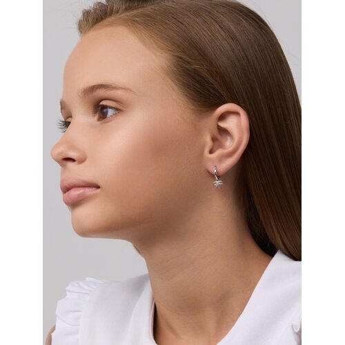 Серьги "Бантики" с фианитами из серебра 925 пробы