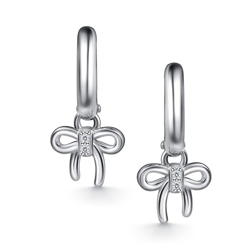 Серьги "Бантики" с фианитами из серебра 925 пробы