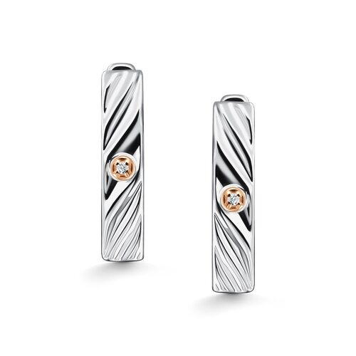 Серьги с бриллиантами и золотой вставкой из серебра 925 пробы