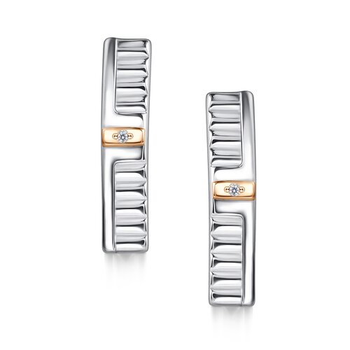 Серьги с бриллиантом и золотой вставкой из серебра 925 пробы