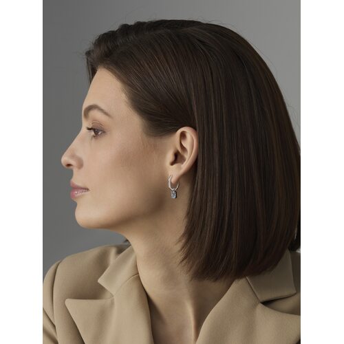 Серьги с топазами и фианитами из серебра 925 пробы