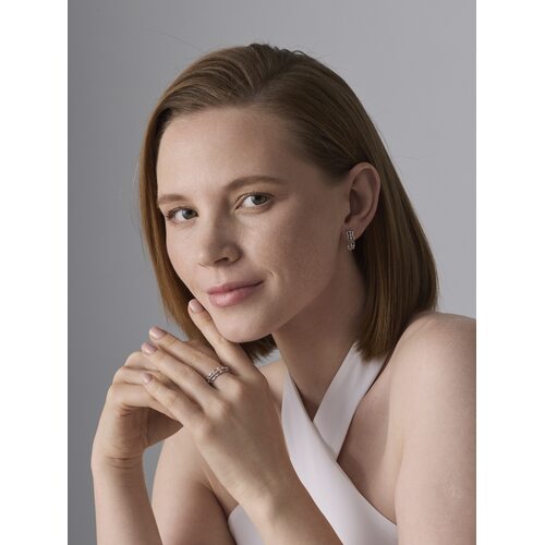  Серьги с бриллианатми и золотой вставкой из серебра 925 пробы