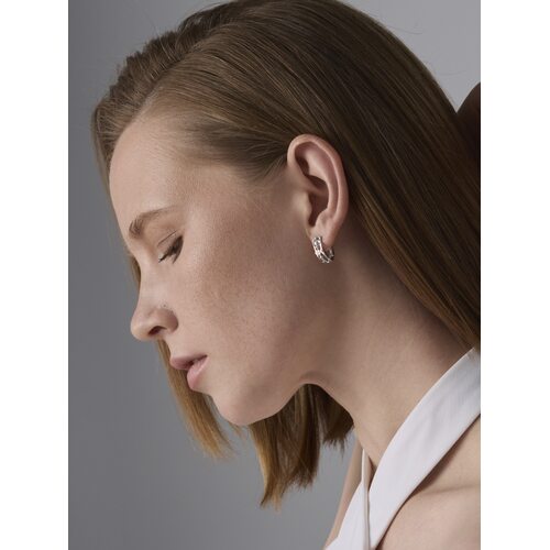  Серьги с бриллианатми и золотой вставкой из серебра 925 пробы