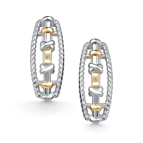 Серьги с бриллиантами и золотой вставкой из серебра 925 пробы