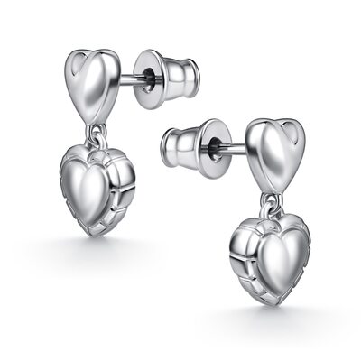 Серьги "Сердца" из серебра 925 пробы