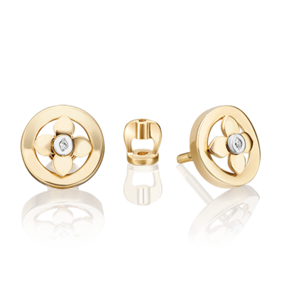 Серьги с бриллиантами из желтого золота 585 пробы