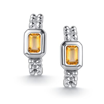 Серьги с цитрином из серебра 925 пробы