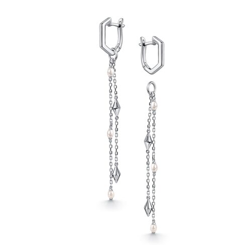 Серьги с жемчугом из серебра 925 пробы