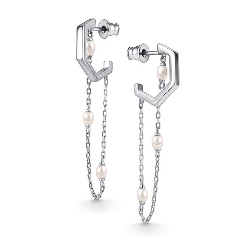 Серьги с жемчугом из серебра 925 пробы