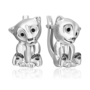 Серьги "Белые медведи" с эмалью из серебра 925 пробы
