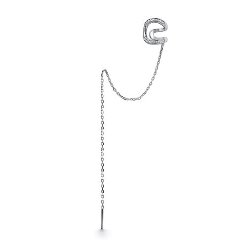 Серьга с фианитами из серебра 925 пробы