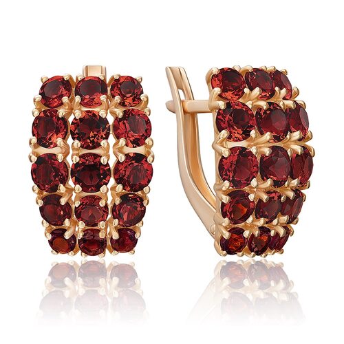 Серьги с гранатами из золота 585 пробы