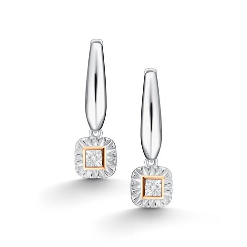 Серьги с бриллианами и золотой вставкой из серебра 925 пробы