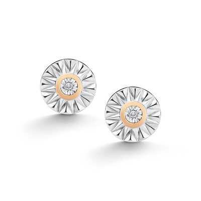 Серьги с бриллиантами и золотой вставкой из серебра 925 пробы