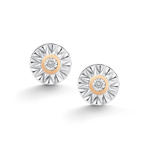 Серьги с бриллианатми и золотой вставкой из серебра 925 пробы