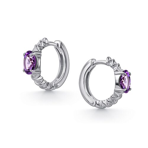 Серьги с аметистами из серебра 925 пробы