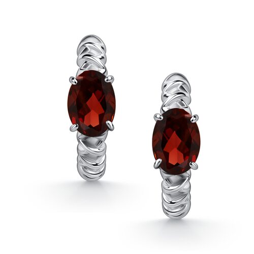 Серьги с гранатами из серебра 925 пробы