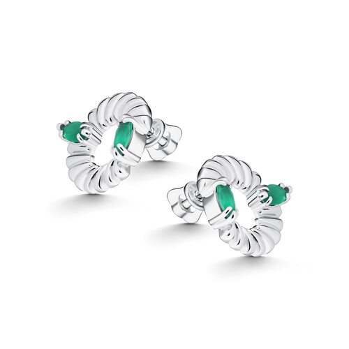 Серьги с агатом из серебра 925 пробы