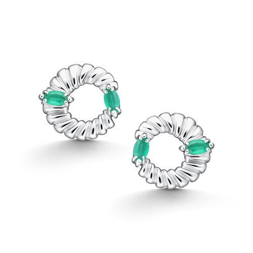 Серьги с агатом из серебра 925 пробы