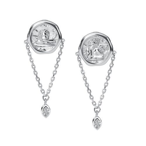 Серьги "Ангелы" с бриллиантами из серебра 925 пробы