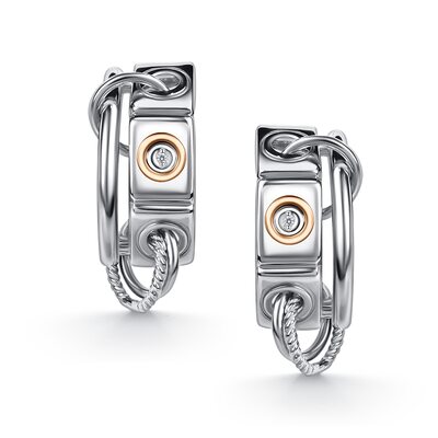 Серьги с бриллиантами и золотой вставкой из серебра 925 пробы