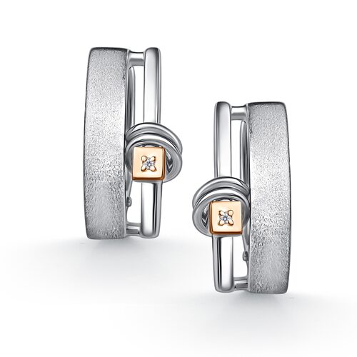 Серьги с бриллиантами и золотой вставкой из серебра 925 пробы