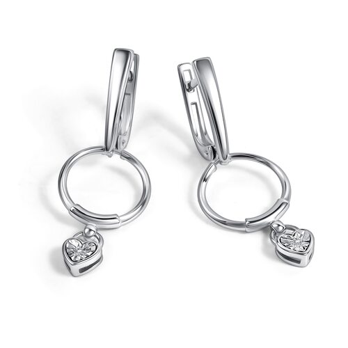 Серьги "Сердца" с бриллиантами из серебра 925 пробы арт. 02-5800/000Б-00