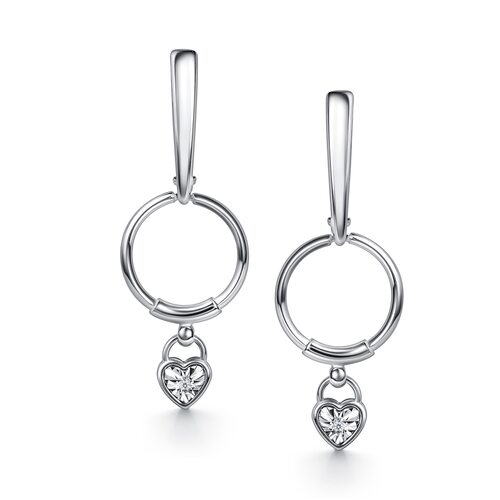 Серьги "Сердца" с бриллиантами из серебра 925 пробы арт. 02-5800/000Б-00