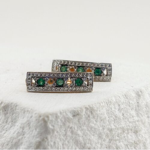 Серьги с изумрудами и бриллиантами из золота 585 пробы